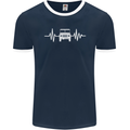 4X4 Heart Beat Pulse Off Road Roading Mens Ringer T-Shirt FotL Navy Blue/White