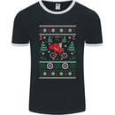 Cycling Santa Claus Christmas Cyclist Mens Ringer T-Shirt FotL Black/White