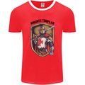 Knights Templar St Georges Day England Mens White Ringer T-Shirt Red/White