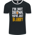 Not Drunk You're Blurry Funny Beer Alcohol Mens Ringer T-Shirt FotL Black/White