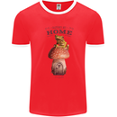 Nature My Home Mushroom Frog Mens Ringer T-Shirt Red/White