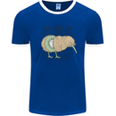 Funny Kiwi Fruit Bird Disection Mens White Ringer T-Shirt Royal Blue/White