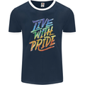 Live With Pride LGBT Gay Pride Mens Ringer T-Shirt FotL Navy Blue/White