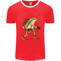 Trekking Hiking Rambling Frog Toad Funny Mens Ringer T-Shirt FotL Red/White