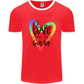 LGBT Love Has No Gender Gay Pride Day Mens White Ringer T-Shirt Red/White