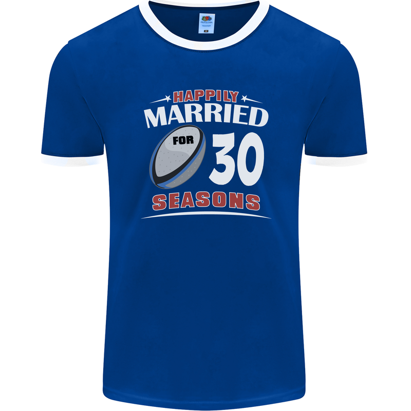 30 Year Wedding Anniversary 30th Rugby Mens Ringer T-Shirt FotL Royal Blue/White