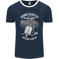 Scooter Club Motorbike Motorcycle Skull Mens Ringer T-Shirt FotL Navy Blue/White