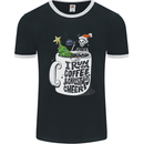 I Run On Coffee and Christmas Cheer Skull Mens Ringer T-Shirt FotL Black/White