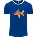 Shark Wannabe Funny Goldfish Sea Fishing Mens Ringer T-Shirt FotL Royal Blue/White