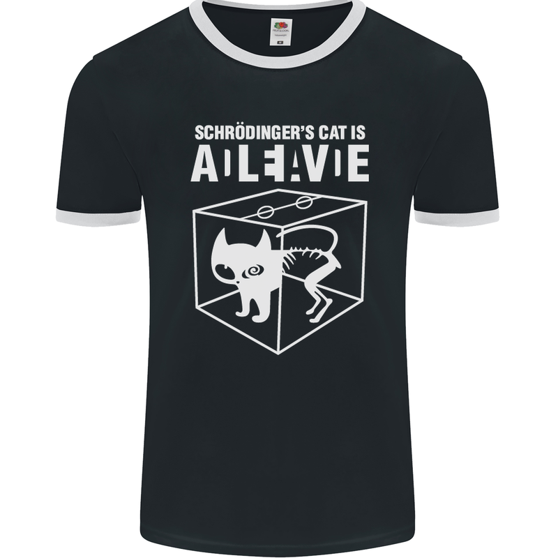 Schrodinger's Cat Science Geek Nerd Mens Ringer T-Shirt FotL Black/White