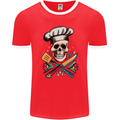 Chef Skull Mens Ringer T-Shirt FotL Red/White