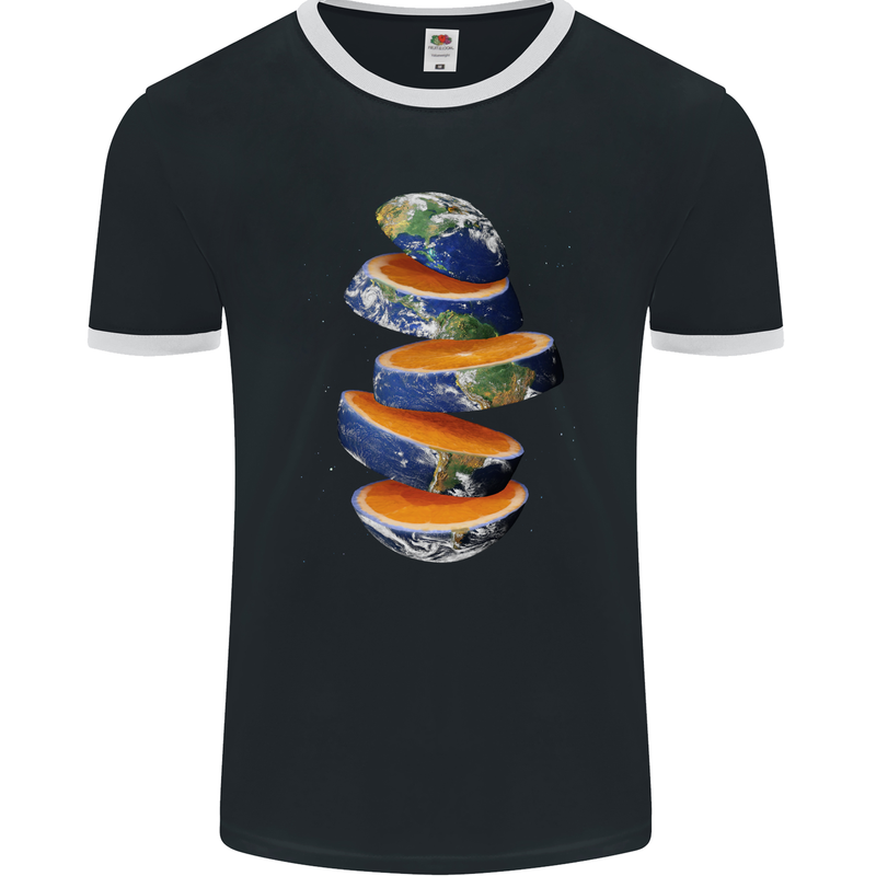 Our Orange Planet Earth Mens Ringer T-Shirt FotL Black/White