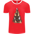 Funny Dog Christmas Tree Mens Ringer T-Shirt FotL Red/White