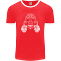 Sugar Skull Finger Flip Rude Offensive Mens Ringer T-Shirt FotL Red/White