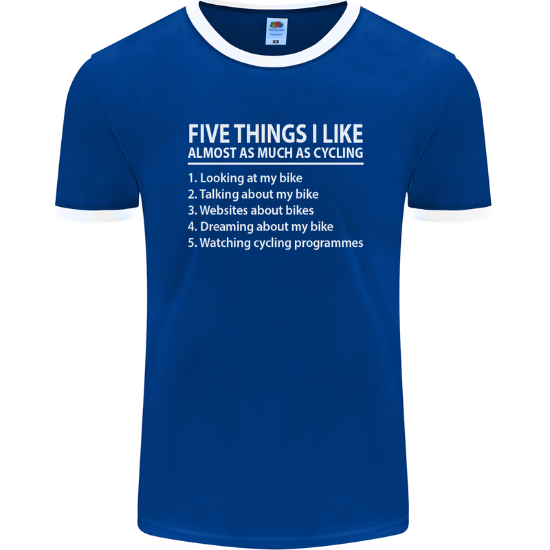 I Like as Much as Riding My Bike Cycling Mens Ringer T-Shirt FotL Royal Blue/White