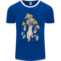 Trippy Magic Mushrooms With Eyes Mens Ringer T-Shirt FotL Royal Blue/White