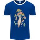 Trippy Magic Mushrooms With Eyes Mens Ringer T-Shirt FotL Royal Blue/White