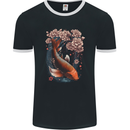 Mystical Koi Carp Flowers Mens Ringer T-Shirt FotL Black/White