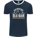 An Old Man With a Rugby Ball Player Funny Mens Ringer T-Shirt FotL Navy Blue/White