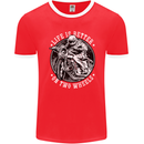 Life Is Better On Two Wheels Mens Ringer T-Shirt FotL Red/White