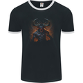 Demonic Bull From Hell Evil Demon Mens Ringer T-Shirt FotL Black/White