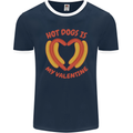 Hot Dog Anti Valentines Day Single Funny Mens Ringer T-Shirt FotL Navy Blue/White