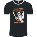 May the Force Be Shih Tzu Funny Dog Mens Ringer T-Shirt FotL Black/White