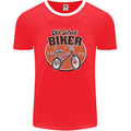 Old School Biker Bicycle Chopper Cycling Mens Ringer T-Shirt FotL Red/White