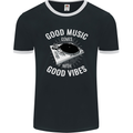 Good Music Vibes DJ Decks Vinyl Turntable Mens Ringer T-Shirt FotL Black/White