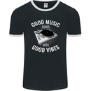 Good Music Vibes DJ Decks Vinyl Turntable Mens Ringer T-Shirt FotL Black/White