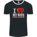 I Heart My Wife Motorbike Biker Motorcycle Mens Ringer T-Shirt FotL Black/White