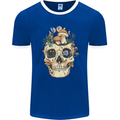 Mushroom Skull Nature Ecology Toadstool Mens Ringer T-Shirt FotL Royal Blue/White