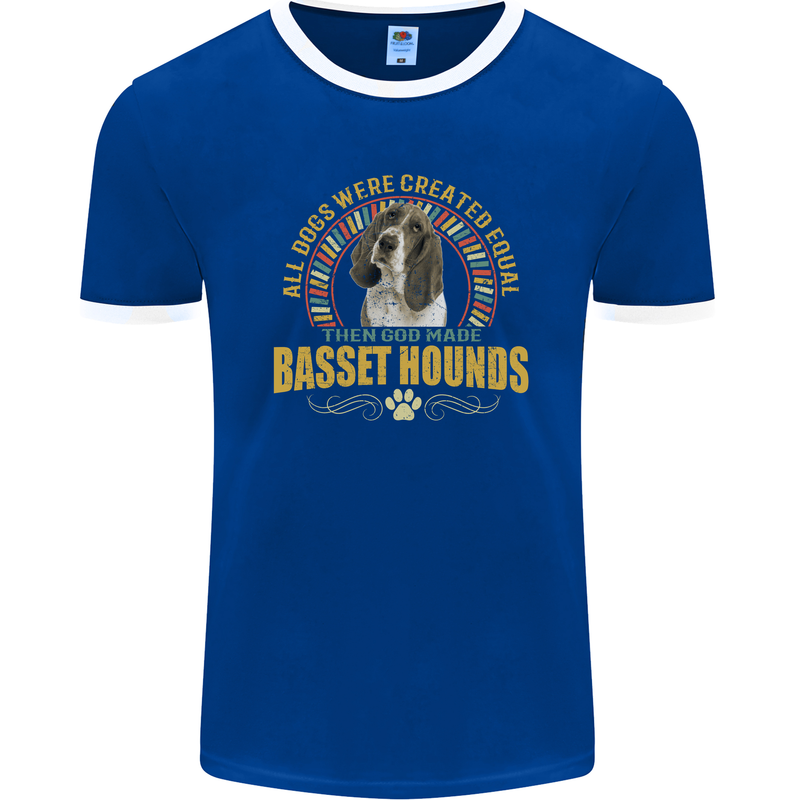 A Basset Hound Dog Mens Ringer T-Shirt FotL Royal Blue/White