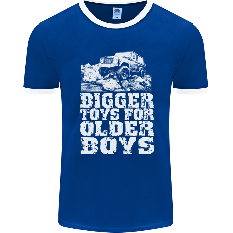 Bigger Toys Older Boys 4X4 Off Roading Mens Ringer T-Shirt FotL Royal Blue/White