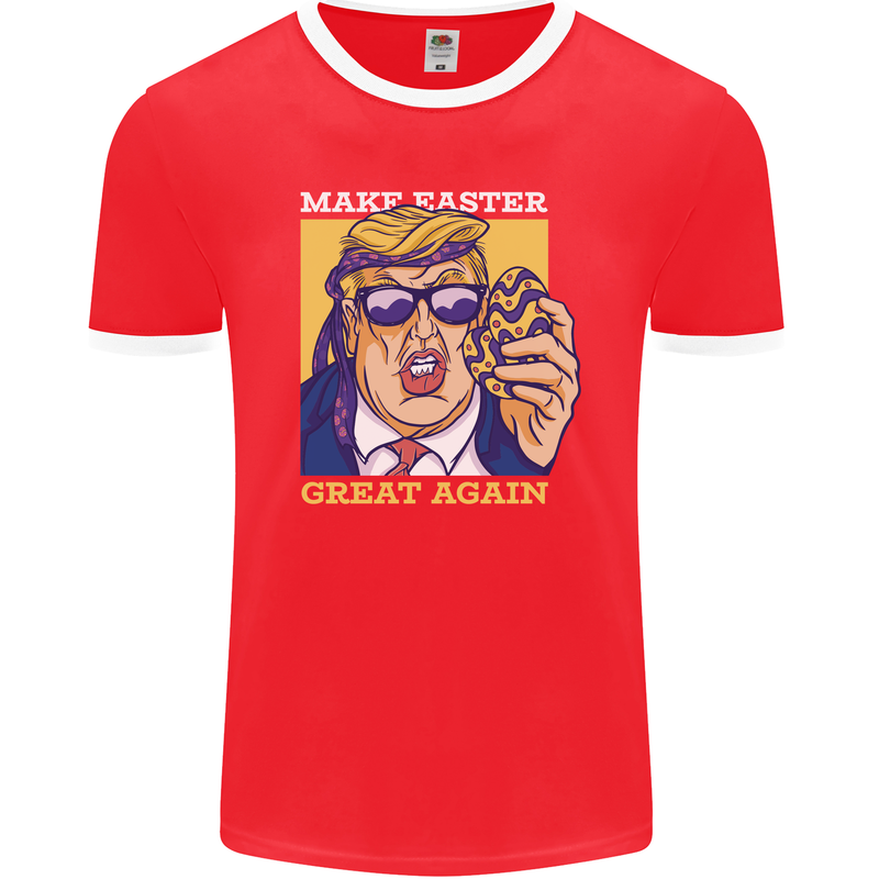 Make Easter Great Again Funny Donald Trump Mens Ringer T-Shirt FotL Red/White