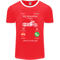 My Motorbike Is Calling Biker Motorcycle Mens Ringer T-Shirt FotL Red/White