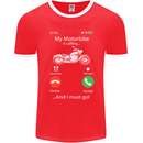 My Motorbike Is Calling Biker Motorcycle Mens Ringer T-Shirt FotL Red/White