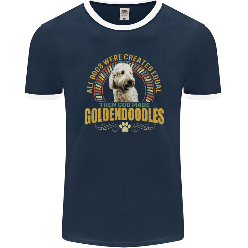 A Goldendoodle Dog Mens Ringer T-Shirt FotL Navy Blue/White