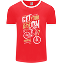Get Your Ride on Downhill Mountain Biking Mens Ringer T-Shirt FotL Red/White