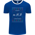 Christmas Triathlon Funny Fitness Gym Mens Ringer T-Shirt FotL Royal Blue/White