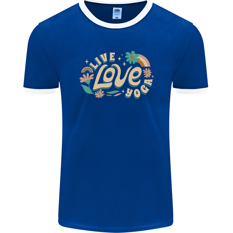 Live Love Yoga Mens Ringer T-Shirt FotL Royal Blue/White