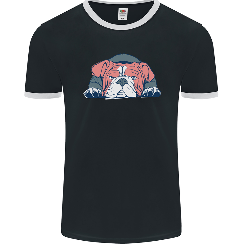 Dogs English Bulldog Mens Ringer T-Shirt FotL Black/White