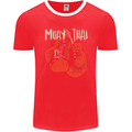 Muay Thai Boxing Gloves MMA Mens Ringer T-Shirt FotL Red/White