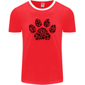 Dog Paw Print Word Art Mens Ringer T-Shirt FotL Red/White