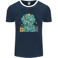 Dinosaur Triceratops Funny Christmas Tree Mens Ringer T-Shirt FotL Navy Blue/White