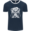 Skull Chef Cooking Cook Baker Baking Mens Ringer T-Shirt FotL Navy Blue/White