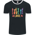 LGBT Sign Language Love Is Gay Pride Day Mens Ringer T-Shirt FotL Black/White