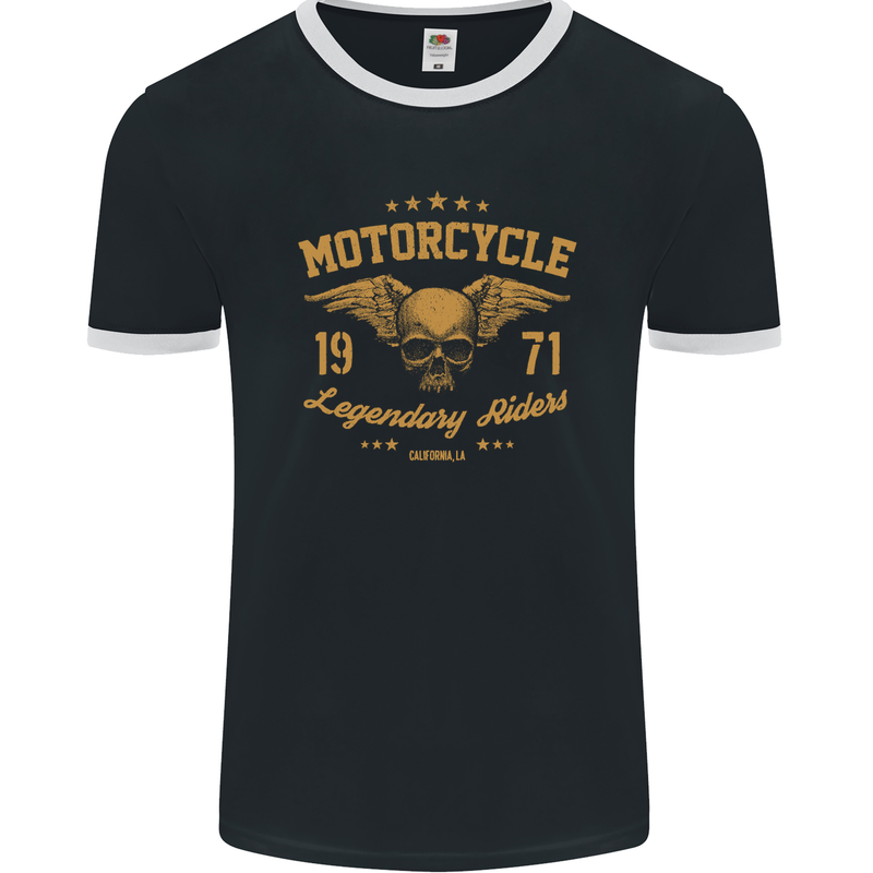 Motorcycle Legendary Riders Biker Motorbike Mens Ringer T-Shirt FotL Black/White