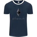 Ethereum Cryptocurrency Bitcoin Mens Ringer T-Shirt FotL Navy Blue/White