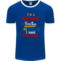Maths Teacher Have Problems Funny Teaching Mens Ringer T-Shirt FotL Royal Blue/White